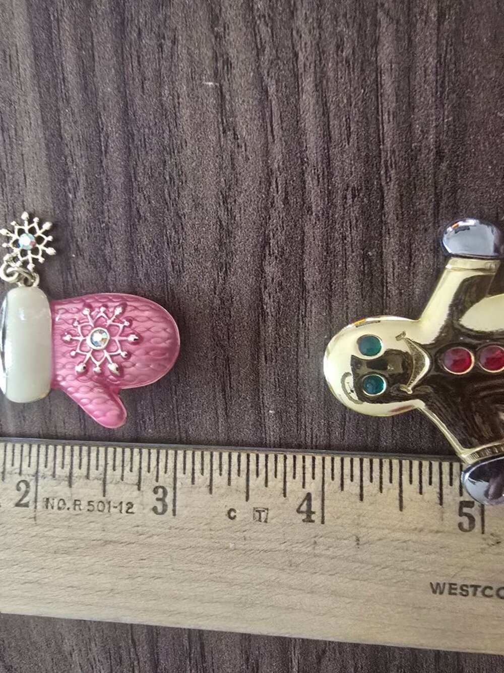 Winter/Christmas pink mittens pins and Gold and Sparkling Snowman Pin